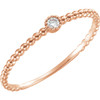 14 Karat Rose Gold .03 Carat Diamond Bead Design Ring Size 7