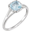14 Karat White Gold Sky Blue Topaz and .05 Carat Diamond Ring
