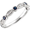 Genuine Sapphire Ring in 14 Karat White Gold Sapphire & 0.17 Carat Diamond Ring
