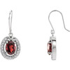 14 Karat White Gold Mozambique Garnet and 0.40 Carat Diamond Earrings