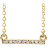 14 Karat Yellow Gold .07 Carat Petite Diamond Bar 16 inch Necklace