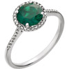 Sterling Silver Emerald and 1.00 Carat Diamond Ring