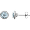 Sterling Silver Aquamarine and .01 Carat Diamond Earrings