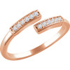 14 Karat Rose Gold 0.10 Carat Diamond Negative Space Bar Ring