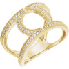 14 Karat Yellow Gold 0.25 Carat Round Geometric Diamond Ring