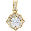 14 Karat Yellow Gold Forever One Moissanite and 00.17 Carat Diamond Pendant
