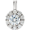 Shop 14 Karat White Gold 6.5mm Round Forever Oneandtrade; Moissanite and 0.60 Carat Diamond 16 inch Necklace