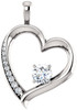 14 Karat White Gold Gold 5mm Round Forever One Moissanite and 0.12 Carat Diamond Pendant