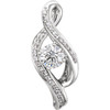 14 Karat White Gold 5mm Round  Forever One Moissanite and .07 Carat Diamond Pendant