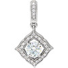 14 Karat White Gold 5mm Round Forever Oneandtrade; Moissanite and 0.12 Carat Diamond Pendant