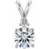 Exquisite Forever One Moissanite Pendant14 Karat Gold  6.5mm Round Moissanite and Diamond Accent