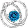 14 Karat White Gold Swiss Blue Topaz and 0.10 Carat Diamond Pendant