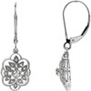 Genuine 14 Karat White Gold 0.17 Carat Diamond Granulated Filigree Earrings