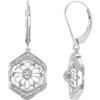 14 Karat White Gold 0.17 Carat Diamond Granulated Filigree Earrings
