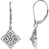 14 Karat White Gold 0.10 Carat Diamond Granulated Filigree Earrings