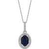 Sterling Silver Lab Grown Alexandrite and .01 Carat Diamond 18 inch Necklace