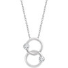 14 Karat White Gold Tw2 Stoneterlocking Circle 18 inch Necklace