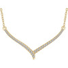 14 Karat Yellow Gold 00.17 Carat Diamond V 16 inch Necklace