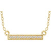 14 Karat Yellow Gold .05 Carat Diamond Bar 16 inch Necklace