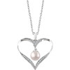 Shop Sterling Silver Freshwater Pearl and 00.17 Carat Diamond 16 Heart Necklace