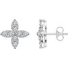 14 Karat White Gold 0.25 Carat Diamond Flower Earrings