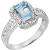 Aquamarine and Diamond Halo Style Ring