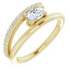 14 Karat Yellow Gold 6x4 mm Oval Forever One Moissanite and 0.15 Carat Diamond Ring