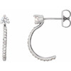 14 Karat White Gold 3 mm Round Forever One Moissanite and 0.16 Carat Diamond Earrings