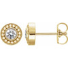 14 Karat Yellow Gold 3 mm Round Forever One Moissanite Beaded Earrings