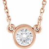Created Moissanite Necklace in 14 Karat Rose Gold 3 mm Round Forever One Moissanite 18 inch Necklace