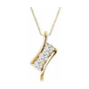 Created Moissanite Necklace in 14 Karat Yellow Gold 4 mm Round Forever One Moissanite 3 Stone 16 inch Necklace