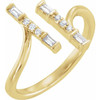 Genuine Diamond set in 14 Karat Yellow Gold 0.17 Carat Diamond Double Bar Ring