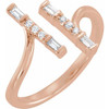 Genuine Diamond set in 14 Karat Rose Gold 0.17 Carat Diamond Double Bar Ring