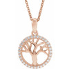 Genuine Diamond Necklace in 14 Karat Rose Gold 0.20 Carat Diamond Tree of Life 16 inch Necklace