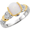 14 Karat White Gold and Yellow Fire Opal, Tanzanite and 00.17 Carat Diamond Ring