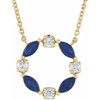 Sapphire Necklace in 14 Karat Yellow Gold Sapphire and 0.10 Carat Diamond Circle 18 inch Necklace