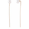 14 Karat Rose Gold Freshwater Cultured Pearl Threader Earrings