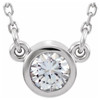 Moissanite Necklace in 14 Karat  Gold 3 mm Stuller Moissanite Solitaire 18 inch Necklace.