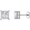 14 Karat White Gold 6.5mm Square Forever One Moissanite Earrings