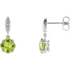 14 Karat White Gold Peridot and .04 Carat Diamond Earrings