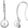 Buy 14 Karat White Gold Freshwater Pearl and 0.40 Carat Diamond Earrings