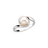 Cultured Freshwater in 14 Karat  Gold Freshwater Cultured Pearl and 0.10 Carat Diamond Ring