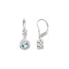 14 Karat White Gold Aquamarine and .02.00 Carat Diamond Earrings