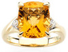 14 Karat Yellow Gold Citrine and 00.17 Carat Diamond Ring