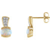 14 Karat Yellow Gold Opal and .07 Carat Diamond Earrings