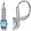Genuine 14 Karat White Gold Aquamarine and .08 Carat Diamond Earrings