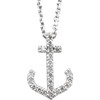 Buy 14 Karat White Gold 0.12 Carat Diamond Anchor 16 inch Necklace