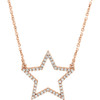Genuine  14 Karat Rose Gold 0.25 Carat Diamond Star 16 inch Necklace