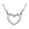 14 Karat White Gold 0.10 Carat Round Genuine Diamond Petite Heart 16 inch Necklace