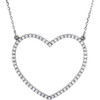 14 Karat White Gold 0.50 Carat Diamond Large Heart 16 inch Necklace